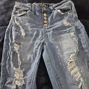 Paint Splatter ripped jeans. Size 9